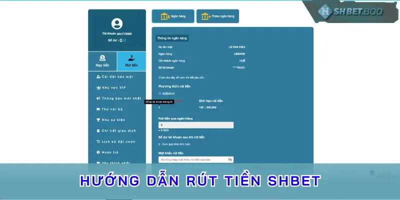 Bước 3: Hoàn tất lệnh rút tiền SHBET và chờ thưởng 